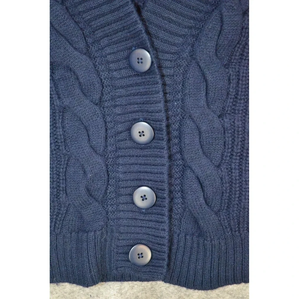 Nation LTD Cardigan Sweater Womens M Navy Cable Knit Alpaca Pockets‎ Los Angeles - Picture 3 of 16